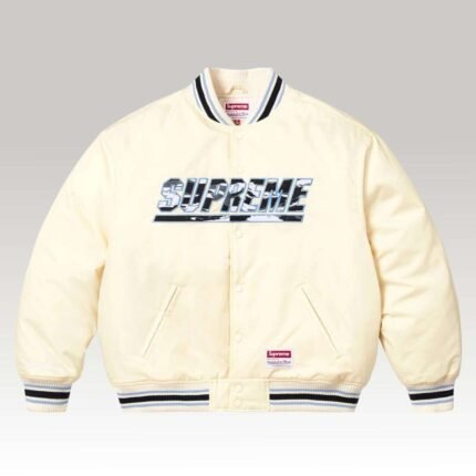 Supreme x Mitchell & Ness Varsity Jacket White