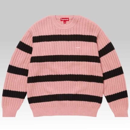 Supreme Loose Gauge Stripes Sweater Pink